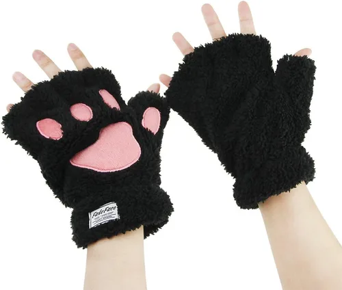 Miniatura 8 de FakeFace Lindos guantes de felpa de piel sintética sin dedos para niñas y mujeres