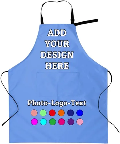Miniatura 26 de Delantal personalizado para adultos, delantales personalizados con bolsillos, añade tu logotipo y foto, delantal impermeable ajustable personalizado
