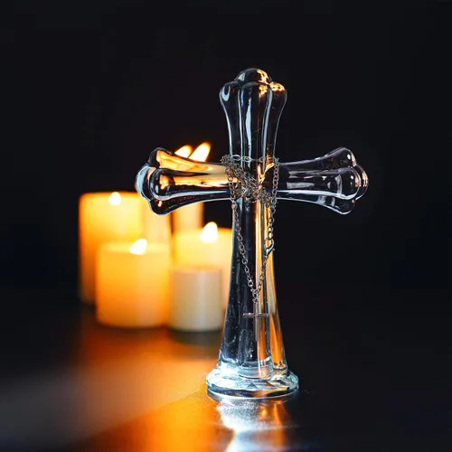 Miniatura 2 de H&D HYALINE & DORA Hecho a mano 5.5 pulgadas cristal cruz santa cruz coleccionable cruces irlandesas figurita para decoración de mesa del hogar