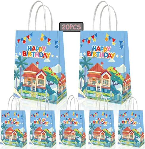 YOOUUQIAN 20 piezas de suministros de fiesta de cumpleaños de perro azul, decoraciones de fiesta de perro azul, bolsas de regalo, bolsa de recuerdos