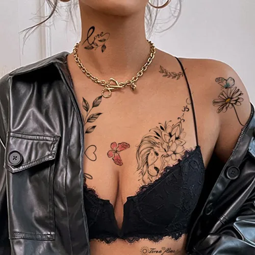 Miniatura 3 de CHARLENT Tatuajes temporales con palabras de flores para mujeres y niñas, de larga duración, impermeables, realistas, negros, sexis, tatuajes
