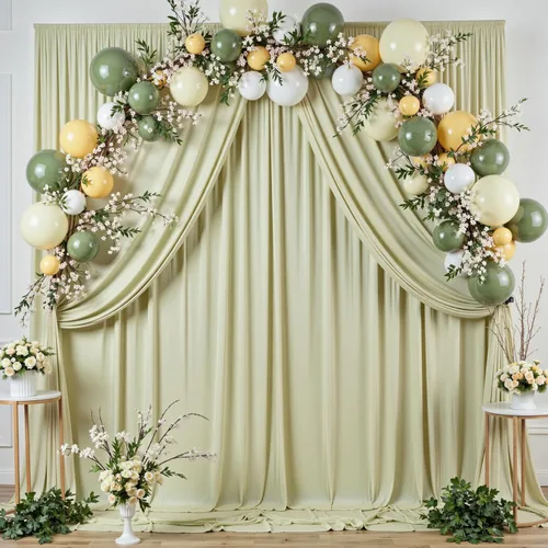 Miniatura 2 de Cortina de telón de fondo verde salvia sin arrugas de 10 x 10 pies para fiestas, cortinas de fondo de fotos de poliéster verde grueso para baby