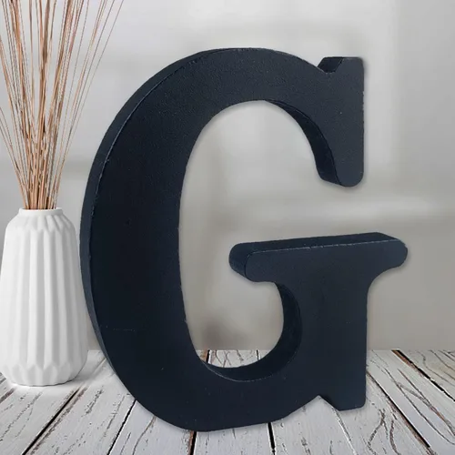 Miniatura 13 de AOCEAN Letras de madera de 6 pulgadas en negro, letra de madera sin terminar para letras decorativas de pared, letras en relieve, letrero de corte B