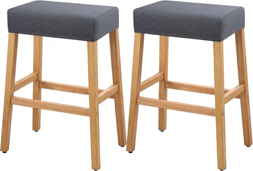 Miniatura 30 de YISUN Fundas de taburete rectangulares, paquete de 2 fundas elásticas impermeables para asiento de silla de montar, taburetes de bar, sillas de bar
