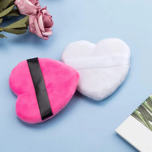 Miniatura 5 de OIIKI 4 esponjas de maquillaje, esponja de poliéster en polvo, esponjas, limpiador de licuadora, en forma de amor con correa, para cosméticos