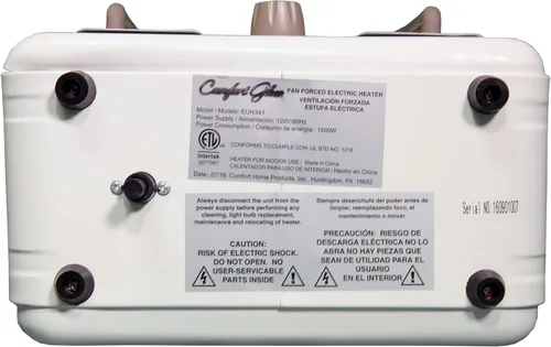 Miniatura 6 de Comfort Glow EUH341 Milkhouse Style Calentador eléctrico 5,200 Btu, blanco, longitud: 7 pulgadas, ancho: 10,25 pulgadas, altura: 15,5 pulgadas