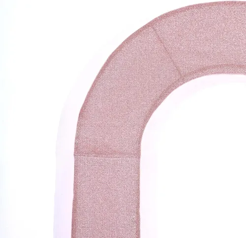 Miniatura 7 de Efavormart - Cubierta de telón de fondo de arco abierto de 7 pies, color oro rosa brillante, de elastano, con doble cara en forma de U, para arco