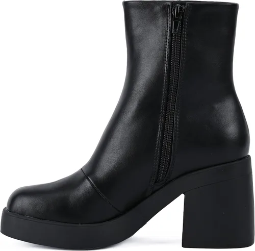 Miniatura 4 de Peach Ting - Botines para mujer tacón de plataforma gruesa con cierre de cremallera lateral color negro Audi3