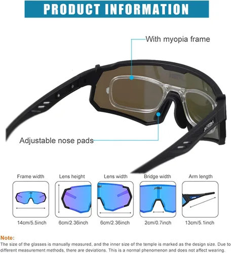 Miniatura 6 de Gafas de ciclismo polarizadas con 3 lentes intercambiables, gafas de equitación, béisbol, correr, esquí, deportes