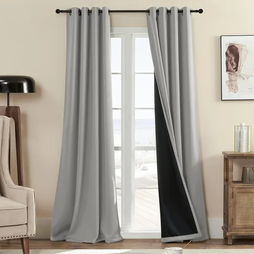Miniatura 9 de Rutterllow - Cortinas 100% opacas, paneles de cortina con ojales, aislamiento térmico y bloqueo de luz para habitación y sala de estar