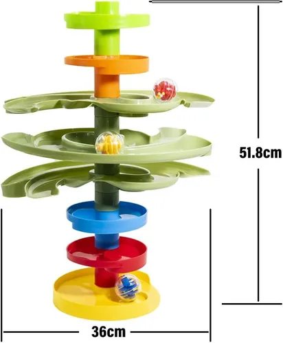 Miniatura 4 de WEofferwhatYOUwant Torre de Bolas Montessori de 2 Vías – Juguete STEM para Niños de 9 Meses o Más Diseño de Rampa Dual, Pistas Verdes Expandibles