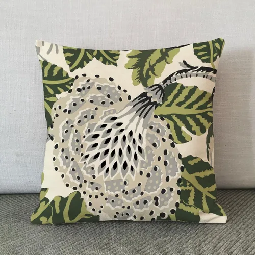 Miniatura 2 de ArogGeld Fundas de Almohada Euro Sham Florales Verde y Blanco Gris Estilo Chinoiserie Funda de Almohada Asiática Funda de Cojín Decorativo 18x18
