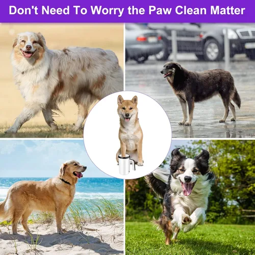 Miniatura 5 de MYPIN Limpiador automático recargable de patas de perro, color negro, taza portátil para lavadora de patas de mascotas con cepillo de silicona