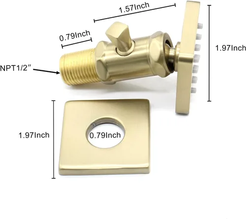Miniatura 4 de Chorros de ducha cuadrados de oro cepillado con control de flujo y giratorio, chorros de masaje de agua ajustables de latón macizo, montaje en pared