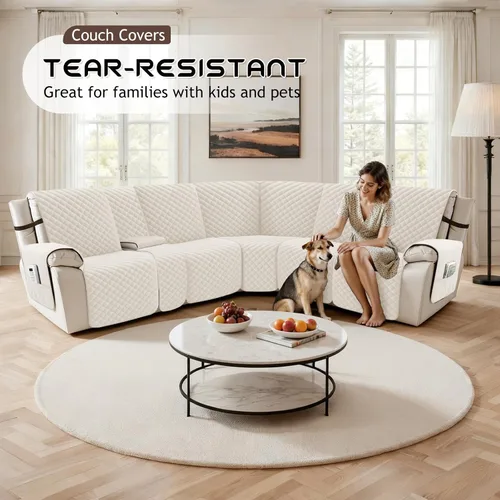 Miniatura 5 de Arfntevss Fundas para sofá seccional reclinable para sofá seccional en forma de L, funda antideslizante lavable para sofá reclinable con forma de L
