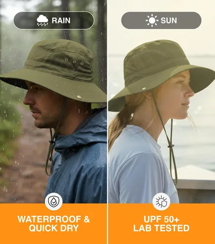 Miniatura 3 de GearTOP Wide Brim Sun Hat for Men & Women, UPF 50+ Fishing Hat with Detachable Neck Flap & Face Cover Gardening Boonie Sunhat