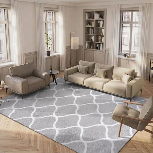 Miniatura 52 de SAFAVIEH Tahoe Shag Collection - Alfombra para pasillo, 2 x 9 pies, color beige y blanco, diseño de enrejado, no desprende pelusa y de fácil
