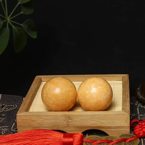 Miniatura 5 de BRABUD TQZDBS030 - Bolas chinas de estrés para la salud de Baoding de mármol naranja en piedra natural con caja