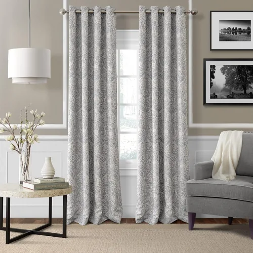 Elrene Home Fashions Julianne - Cortina vintage para ventana, 1 panel, 52 x 95 pulgadas, color gris