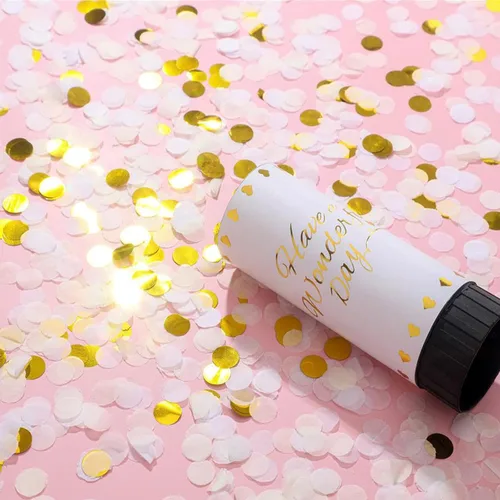 Miniatura 2 de Cañón de confeti blanco, paquete de 6 mini cañones de confeti para fiestas, confeti biodegradable para bodas, niños, cumpleaños, bodas, suministros
