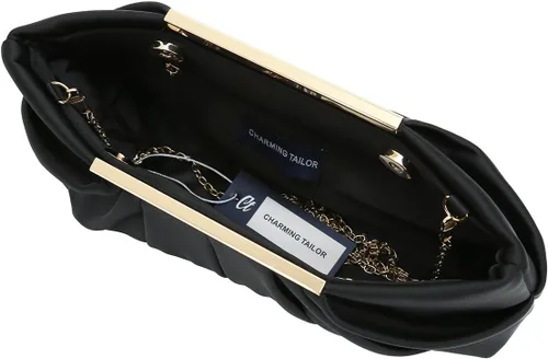 Miniatura 5 de CHARMING TAILOR Bolso de noche elegante plisado de satén formal, simple y elegante bolso para mujer