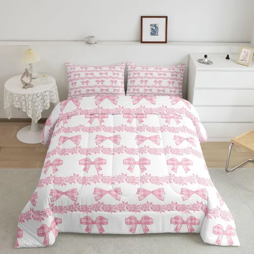 Miniatura 20 de Castle Fairy Rose Lipstick Bedding Set Elegant Quilted Comforter Set Twin Size,Women Cosmetic Duvet Insert with 1 Pillow Sham for Kids Boys Girls
