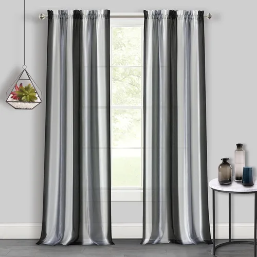 Miniatura 7 de ACHIM Spectrum - Cortina para ventana con bolsillo para barra, 50 pulgadas de ancho, 63 pulgadas de largo, color negro/plateado, semitransparentes