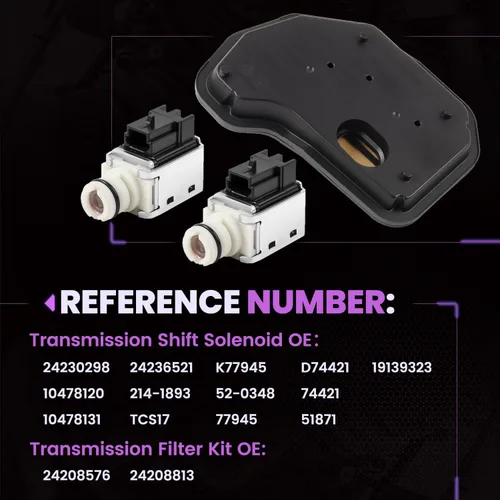 Miniatura 3 de Kit de junta de filtro de transmisión 4L60E 4L65E y 2 piezas de válvula solenoide de cambio 24230298 A&B Compatible con Escalade 1999-2006, Chevy