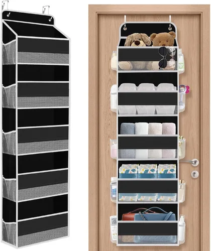 Miniatura 21 de SpaceHacks Paquete de 1 Organizador Sobre la Puerta, Organizador de Almacenamiento Colgante con Ventana Transparente, 40 lb Ultra Resistente Gris