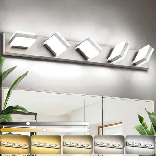 Miniatura 42 de SOLFART Luces de tocador de baño negras regulables LED modernas sobre el espejo, iluminación de baño negra para la pared del baño S8568 (5 luces)