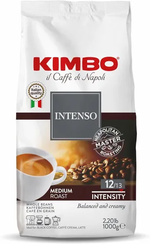 Miniatura 5 de Kimbo Café en grano entero, aroma dorado, 100% café Acrabica, tostado oscuro medio, intensidad 9/13, bolsa de 2.2 libras (35.27 onzas)