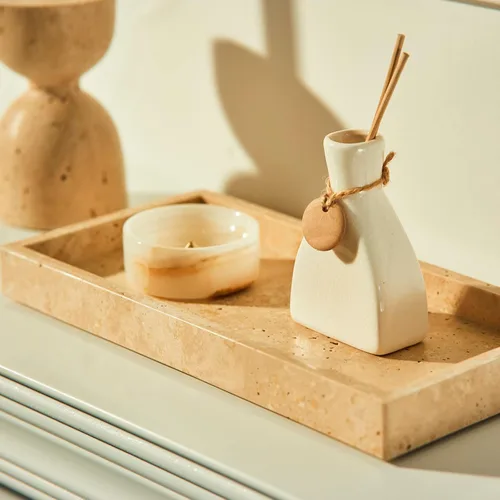 Miniatura 4 de Bandeja de tocador italiana 100% mármol (12 x 6 pulgadas), organizador de mostrador para baño, cocina, tocador, mesa de café, servir y decoración
