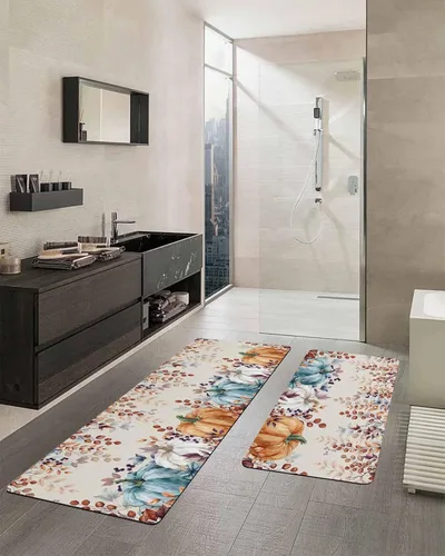 Miniatura 2 de Alfombra de baño elegante con diseño de calabaza para bañera, antideslizante, de secado rápido y absorbente, de tierra de diatomeas, para fregadero