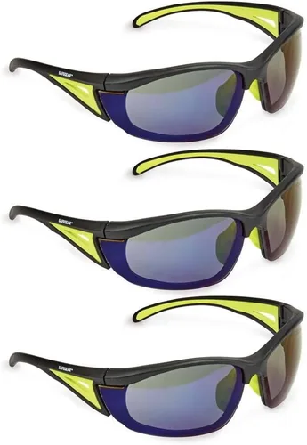 J. J. Keller & Associates, Inc. SAFEGEAR - Gafas de seguridad con espejo negro, paquete de 3, gafas de seguridad antiarañazos