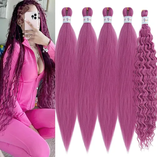 Miniatura 32 de Cabello para trenzar rizado ondulado negro 1B preestirado de onda oceánica profunda de ganchillo bohemio para trenzar de 16 pulgadas, 2 paquetes