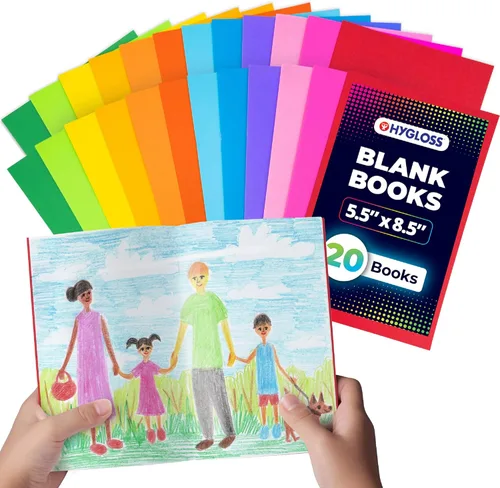 Miniatura 16 de Hygloss Libros en blanco – Paquete de 10 unidades – 5.5 x 8.5 pulgadas A5 colores surtidos – Libros en blanco de tapa blanda para que los niños