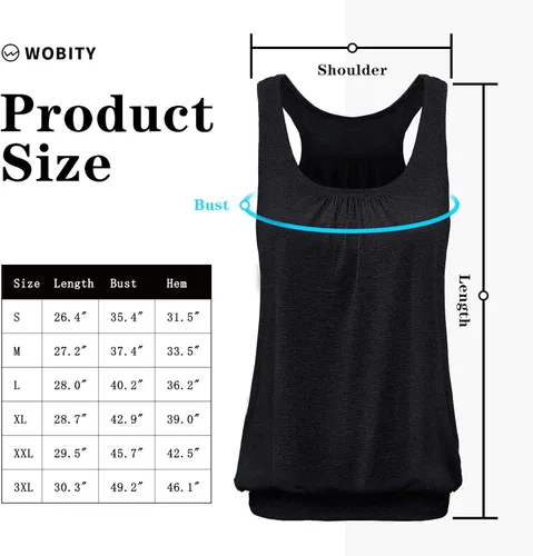 Miniatura 3 de Wobity Camiseta sin mangas con espalda cruzada para mujer, ajuste holgado, parte inferior con bandas para yoga