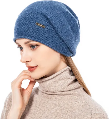 Miniatura 4 de QUEENFUR Gorro de punto holgado para mujer gorro de esquí de cachemira gorro de invierno suave y cálido