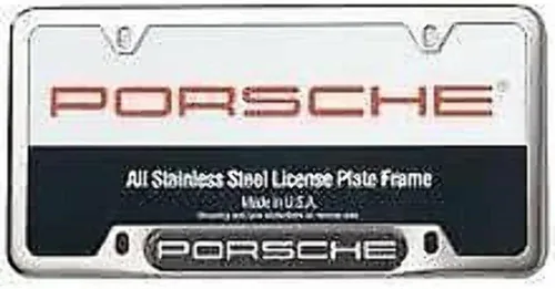 Miniatura 2 de Porsche Placa original de vehículo de acero inoxidable con nombre - Acabado plateado pulido