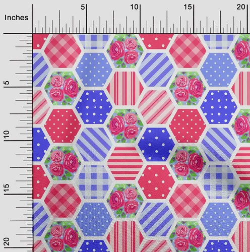 Miniatura 2 de oneOone Cotton Flex Blue Fabric Floral Craft Projects Decor Fabric Printed By The Yard 40 Inch Wide-DO