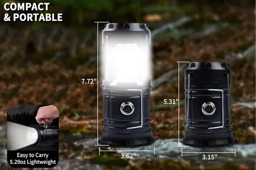Miniatura 3 de KunHe Paquete de 12 Linternas LED de Camping Plegables Portátiles de 1800mAh Ligeras Impermeables Recargables por USB Kits de Linternas LED