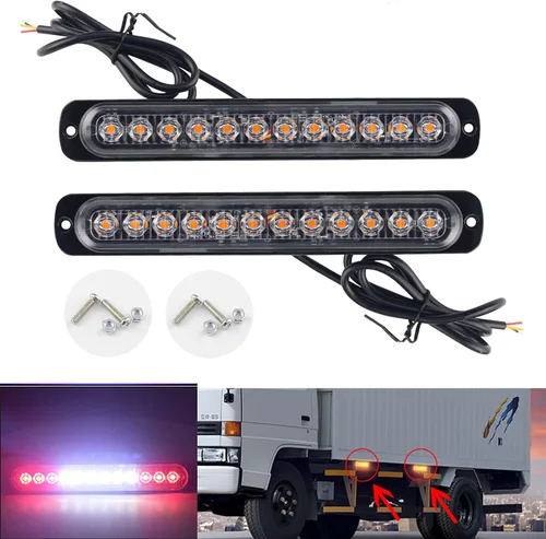 ANKIA - 2 luces LED de advertencia estroboscópicas con marcador lateral, lámpara de rejilla, intermitente, peligro de emergencia para remolque,