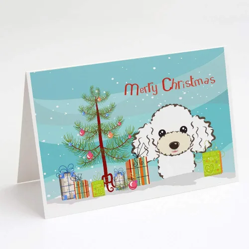 Miniatura 36 de Caroline's Treasures BB1616GCA7P - Tarjetas de felicitación y sobres de árbol de Navidad y sabueso afgano, paquete de 8 tarjetas en blanco