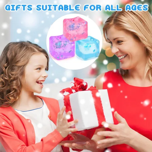 Miniatura 7 de Gretex Cubo de hielo Fidget Toy para todas las edades: paquete de 3 cubos suaves sensoriales Fidget cubo de hielo bola de estrés Squishy Cube