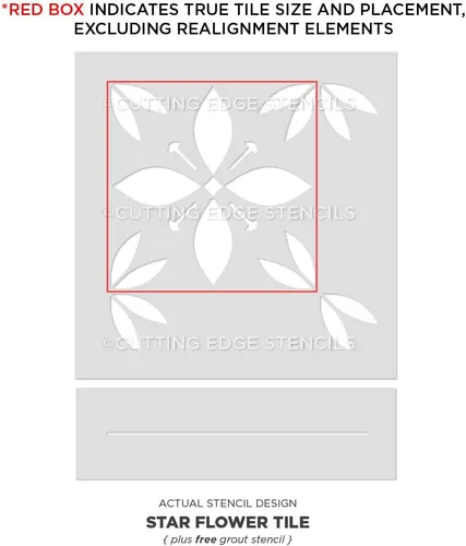 Miniatura 3 de Plantilla de azulejos de flor de estrella, patrón floral para plantillas de azulejos, plantilla de bricolaje para mejoras rápidas y fáciles