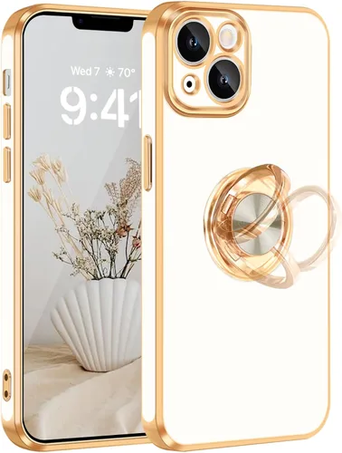 Fingic Funda para iPhone 14 (no compatible con iPhone 14 Pro/14 Plus/14 Pro Max)[con soporte de anillo giratorio de 360°] [soporte magnético para