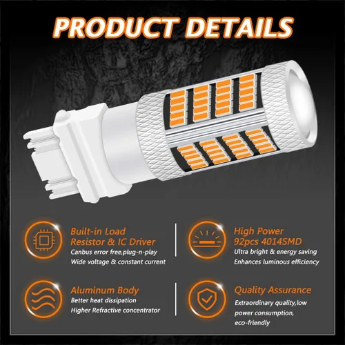 Miniatura 3 de Recién actualizado T25 cuña 3156 3157 focos LED, luces de señal de giro amarilla ámbar, 3157A 3457NA 4157NAK 5702AK 360° súper brillante 3156A 3056