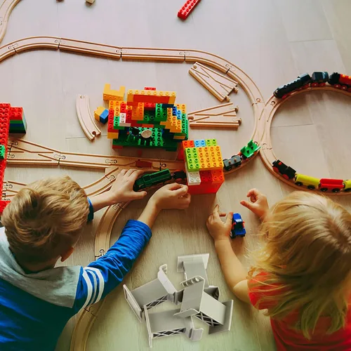 Miniatura 5 de 6 piezas de puente de tren, pilar de vía, accesorios de ferrocarril de varios niveles, soportes elevados, bloques de alto nivel, compatibles