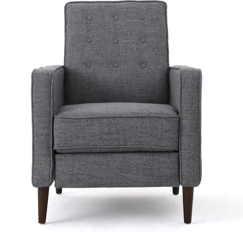 Miniatura 15 de GDFStudio Macedonia - Sillón reclinable de tela con respaldo copetudo, moderno Pizarra / Espresso oscuro