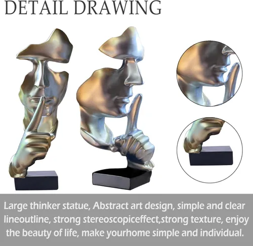 Miniatura 6 de aboxoo Estatuas abstractas El silencio es oro Objetos decorativos, estatuilla moderna y simple de resina, decoración de escritorio para piano